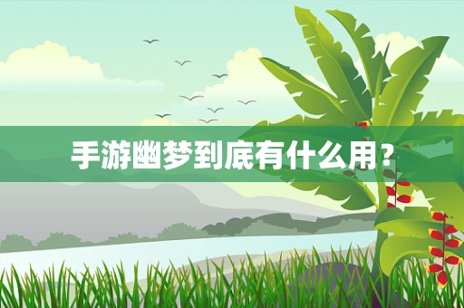 手游幽梦到底有什么用？