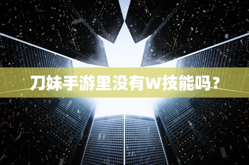 刀妹手游里没有W技能吗？