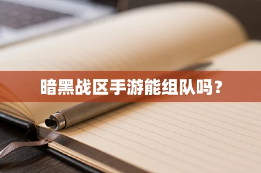暗黑战区手游能组队吗？