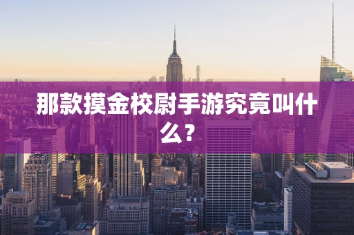 那款摸金校尉手游究竟叫什么？