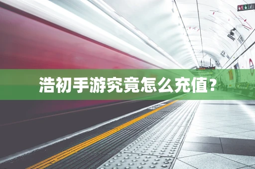 浩初手游究竟怎么充值？