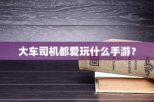 大车司机都爱玩什么手游？